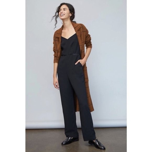 Black Anthropologie Maeve Jumpsuit One-Piece (NWT) - Picture 1 of 5